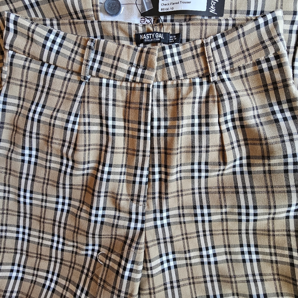 Nasty Gal Checked Flared Trouser